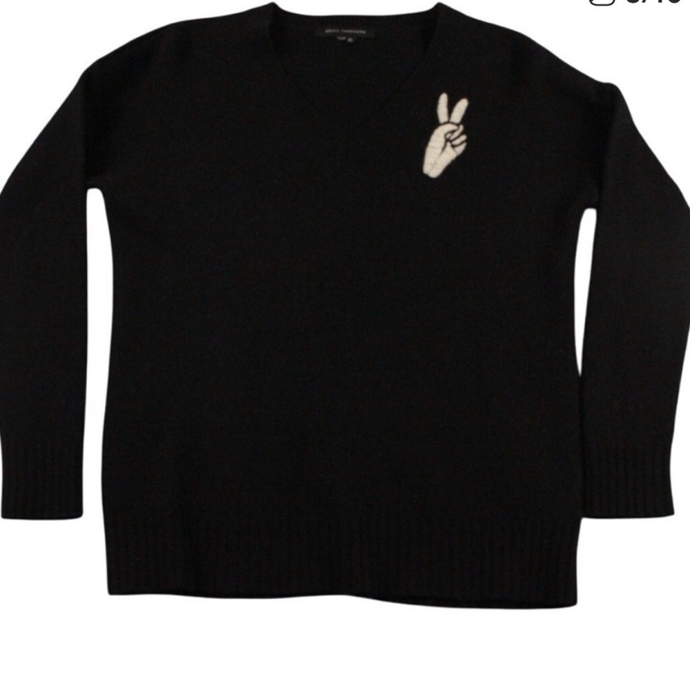 Skull Cashmere V-Neck Peace Sweater